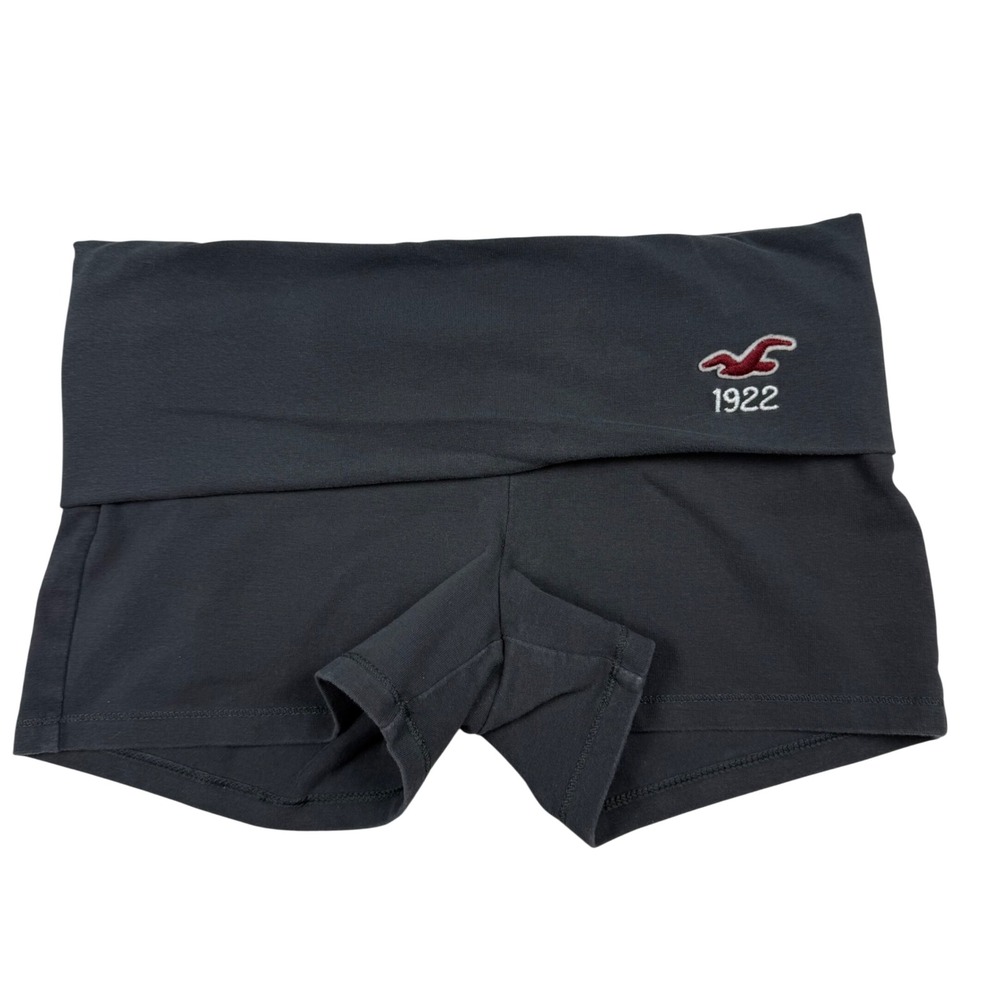 VTG Y2K Hollister Fold Over Yoga Micro Shorts SpellOut Logo Sz S Ultra LowRise